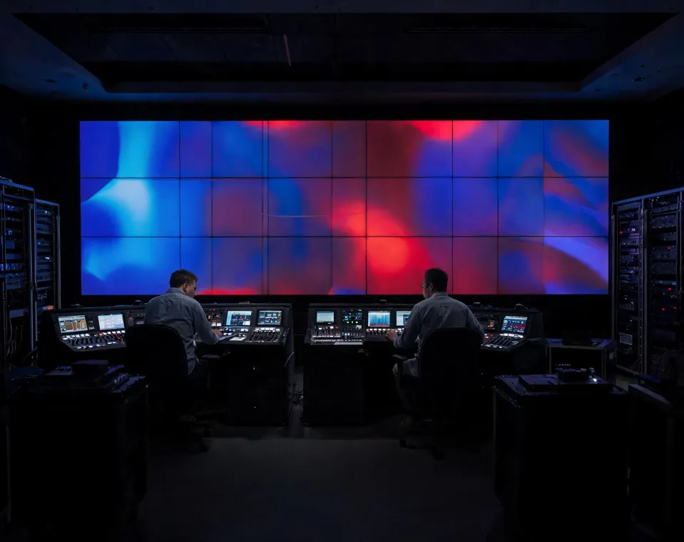 Unilumin LED video wall in a live production command space